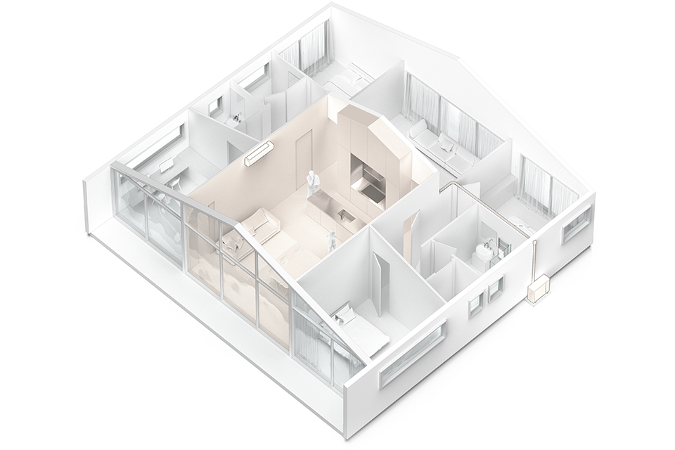 diagram showing air-conditioning inside a living room